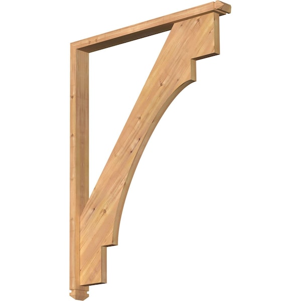 Ekena Millwork Merced Arts and Crafts Smooth Bracket w/ Offset Brace, Western Red Cedar, 3 1/2"W x 36"D x 48"H BKT0402X36X48MRC03SWR - main